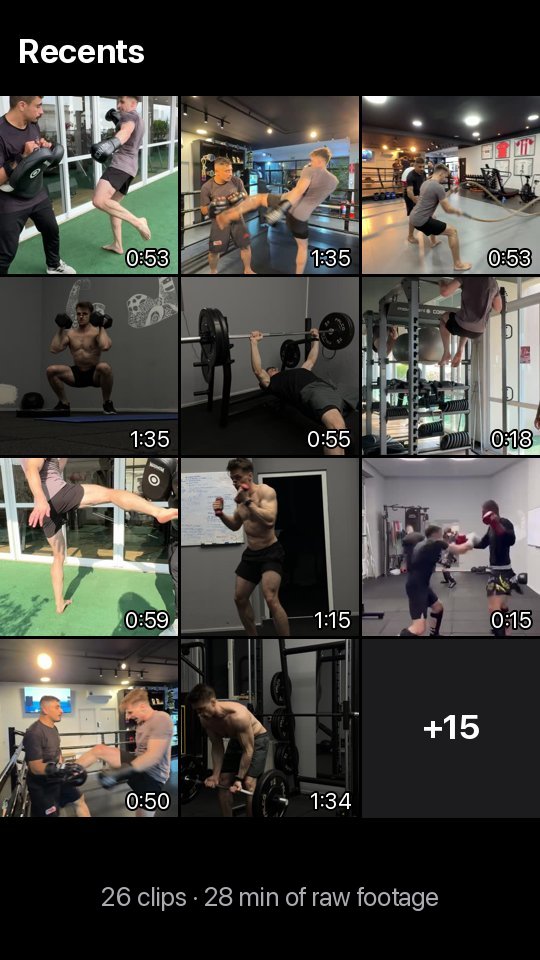 26 training clips in a camera roll